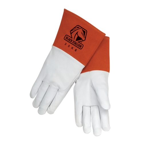 35KE Guantes Black Stallion de piel suave blanca