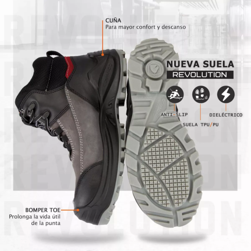 1230 BOTA DE 6" ,SUELA DOBLE DENSIDAD, PUNTA DE PROTECCION  NO METALICA Y DAÑO ELECTRICO - Imagen 3